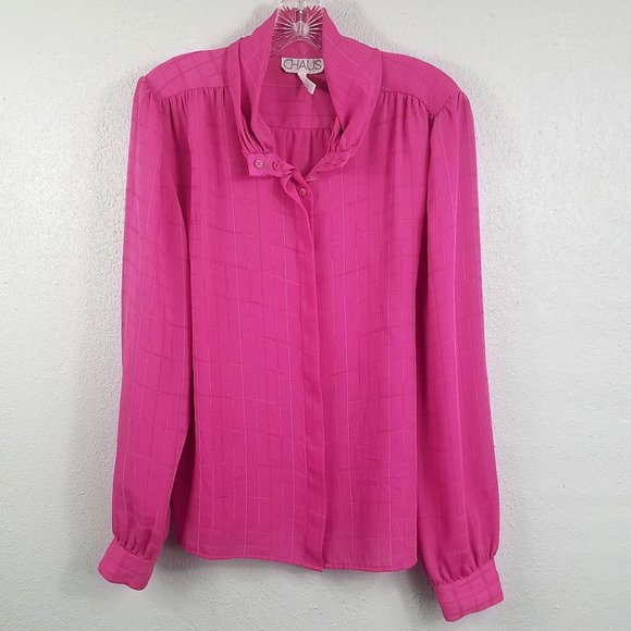 Chaus Tops Chaus Womens Hot Pink Button Down Blouse Shirt Top